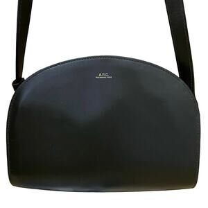 A.P.C Demi-Lune Dark Green 100% Leather Crossbody Zip Purse Handbag Size OS